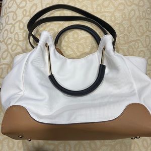 Sondra Roberts SQUARED Hobo Tote Tan